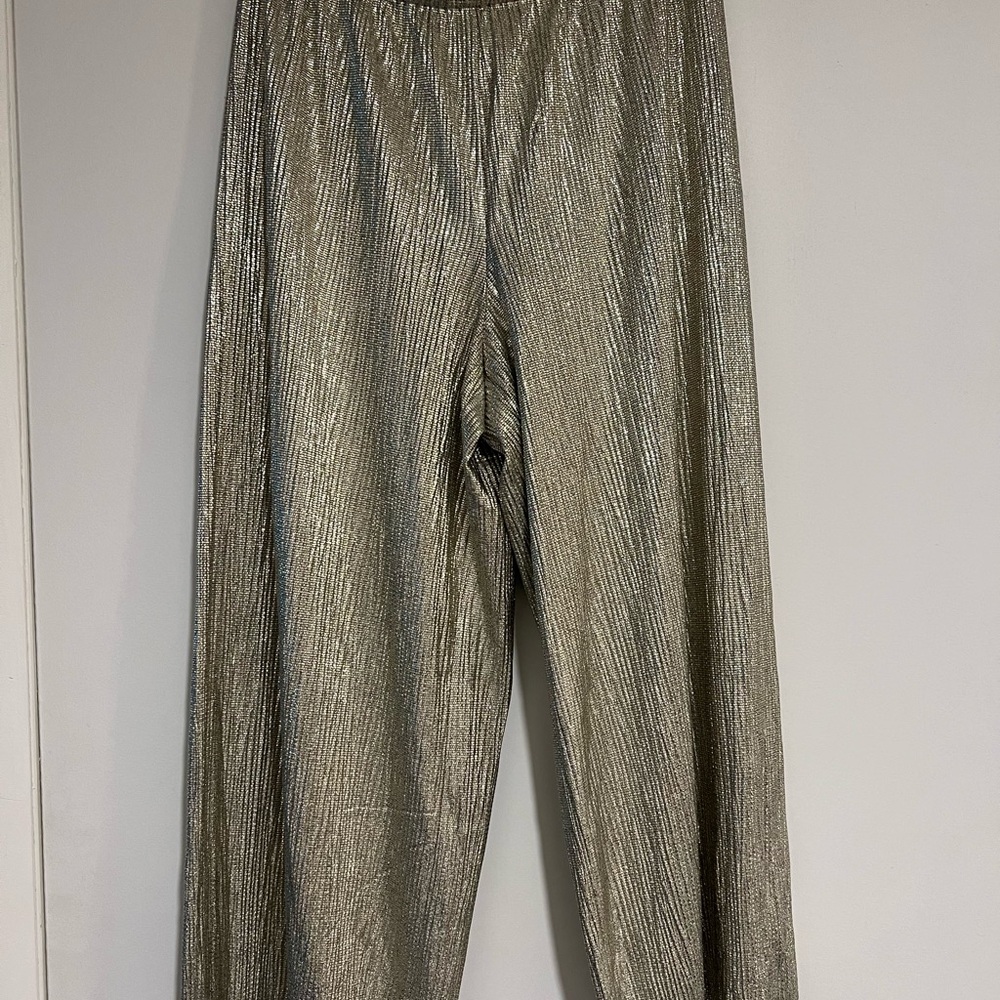 Alice + Olivia Silver Textured Pants